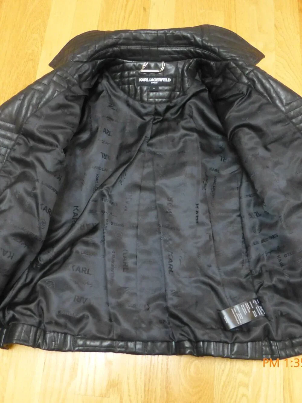 Karl Lagerfeld Paris Quilted Leather Motorcycle Biker Jacket size M Zippers